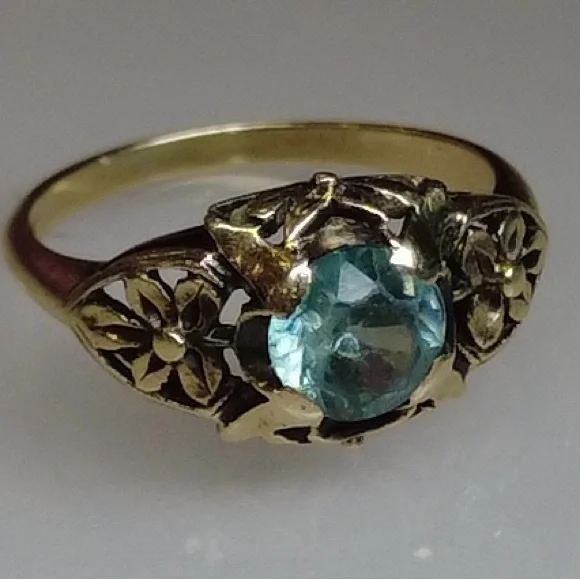 Antique art noveau gold & zircon (not cubic zirconia) ring - Picture 2 of 2